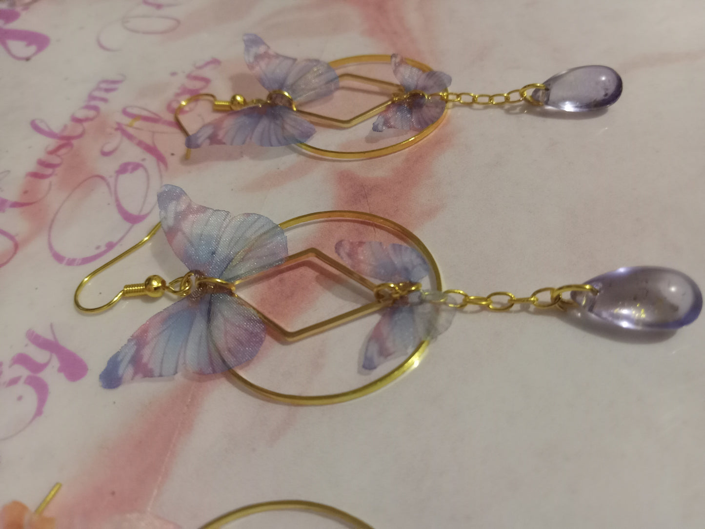 Purple Butterfly Ear Rings