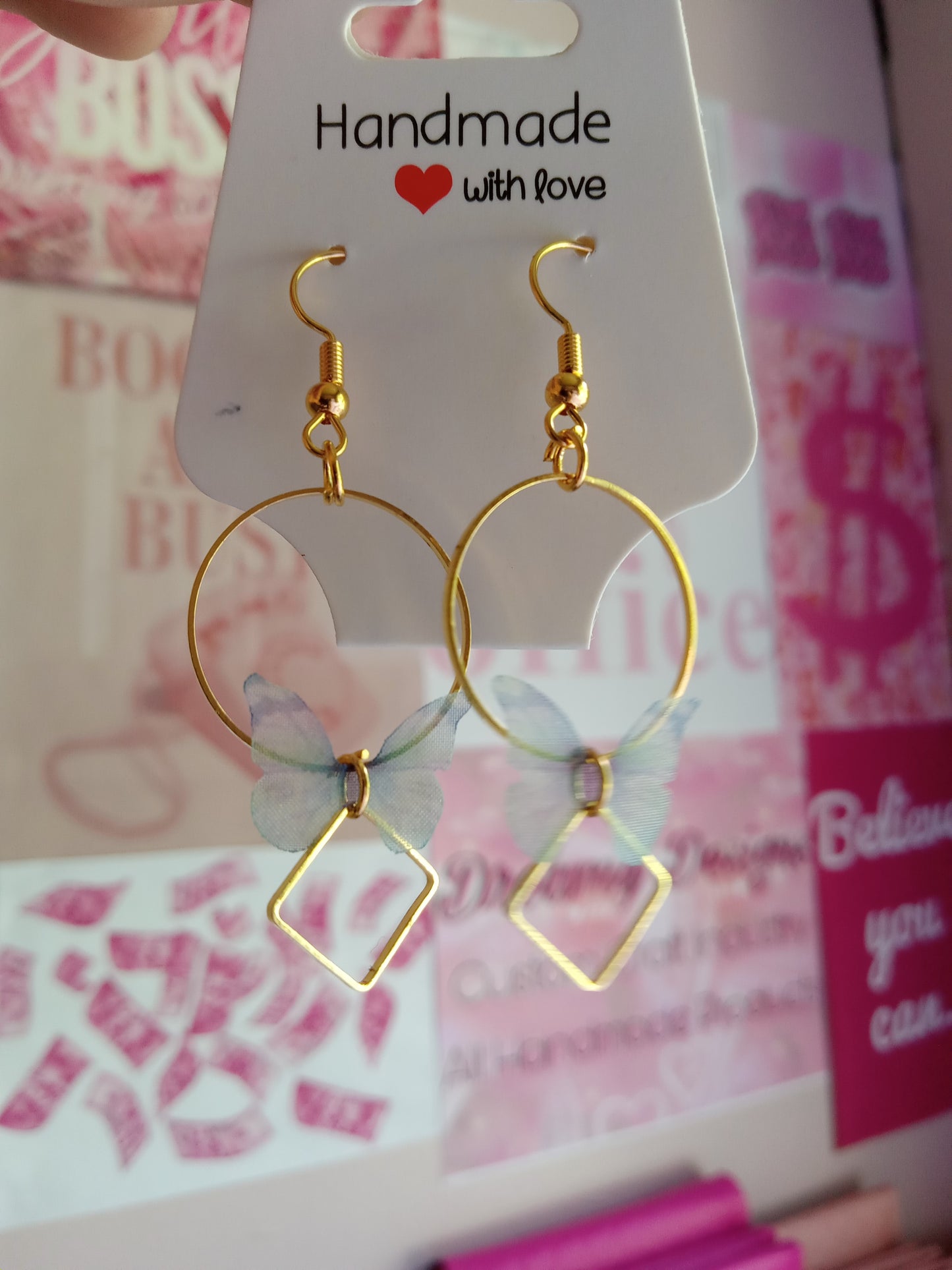 Blue Mini Butterfly Ear Rings