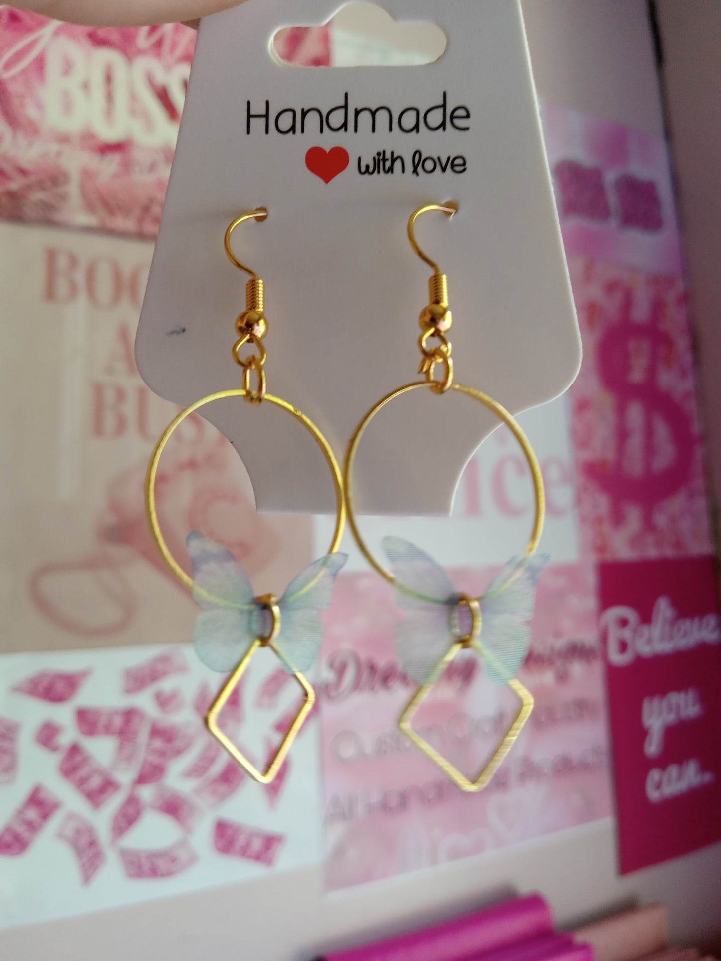 Blue Mini Butterfly Ear Rings