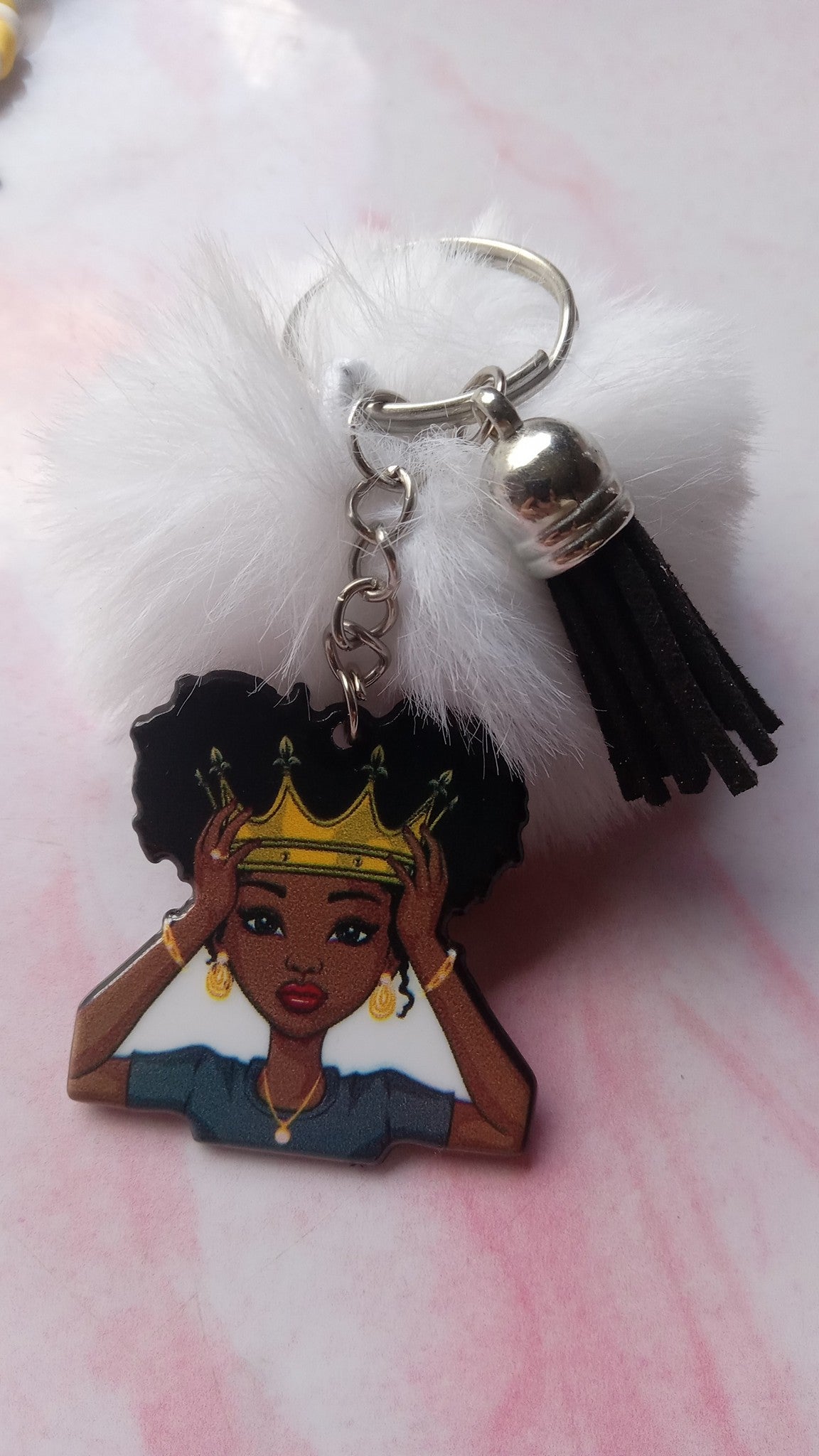 Black Queen Fluffy Key Chain