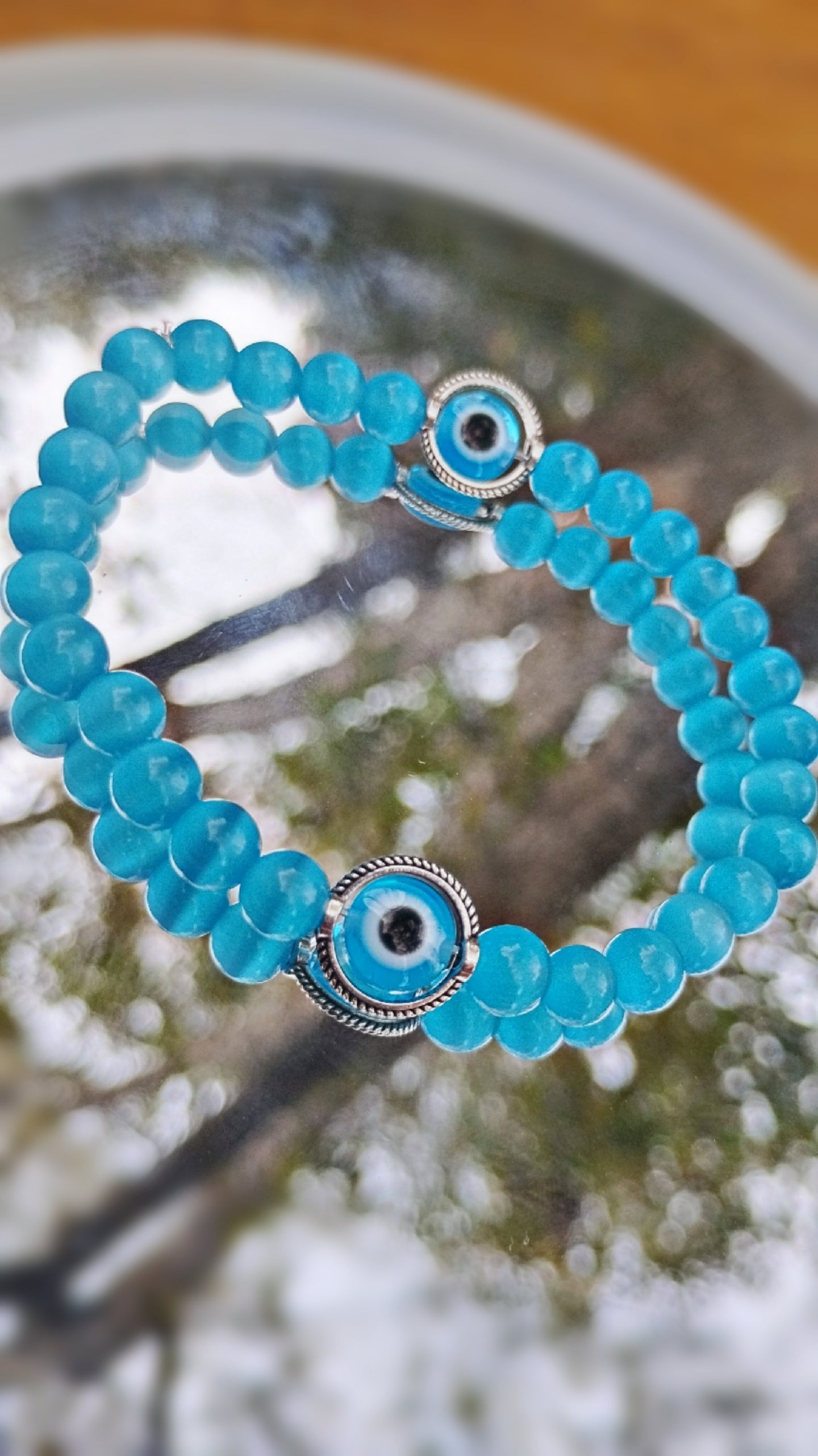 Blue Cats Eye Crystal Stone Bracelet
