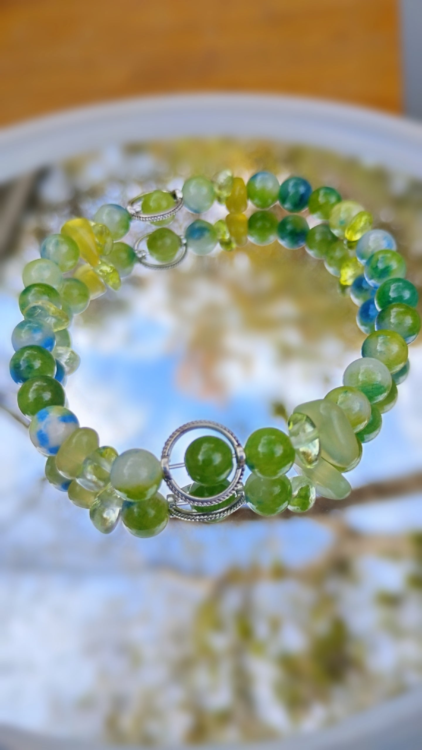 Green Aventurine / Blue Sodalite Crystal Stone Bracelet