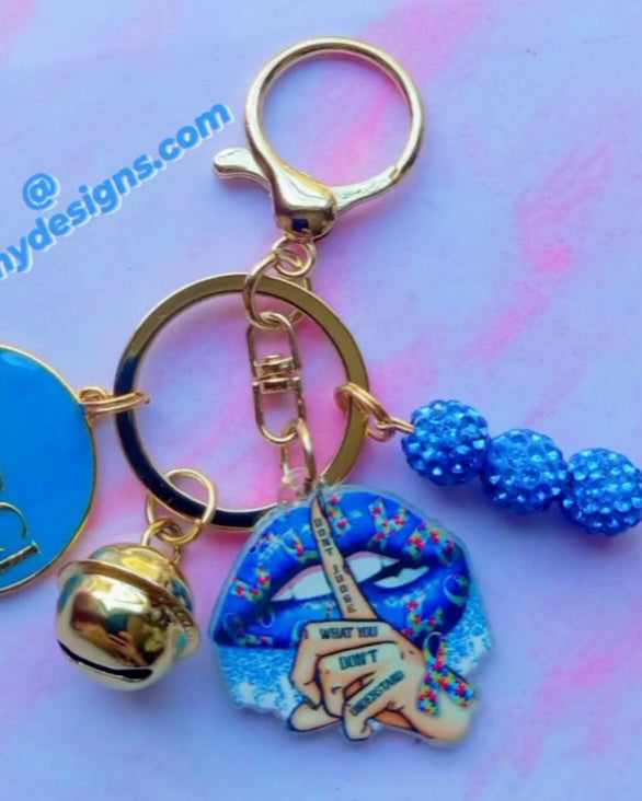 Blue Don't Judge Key Chain