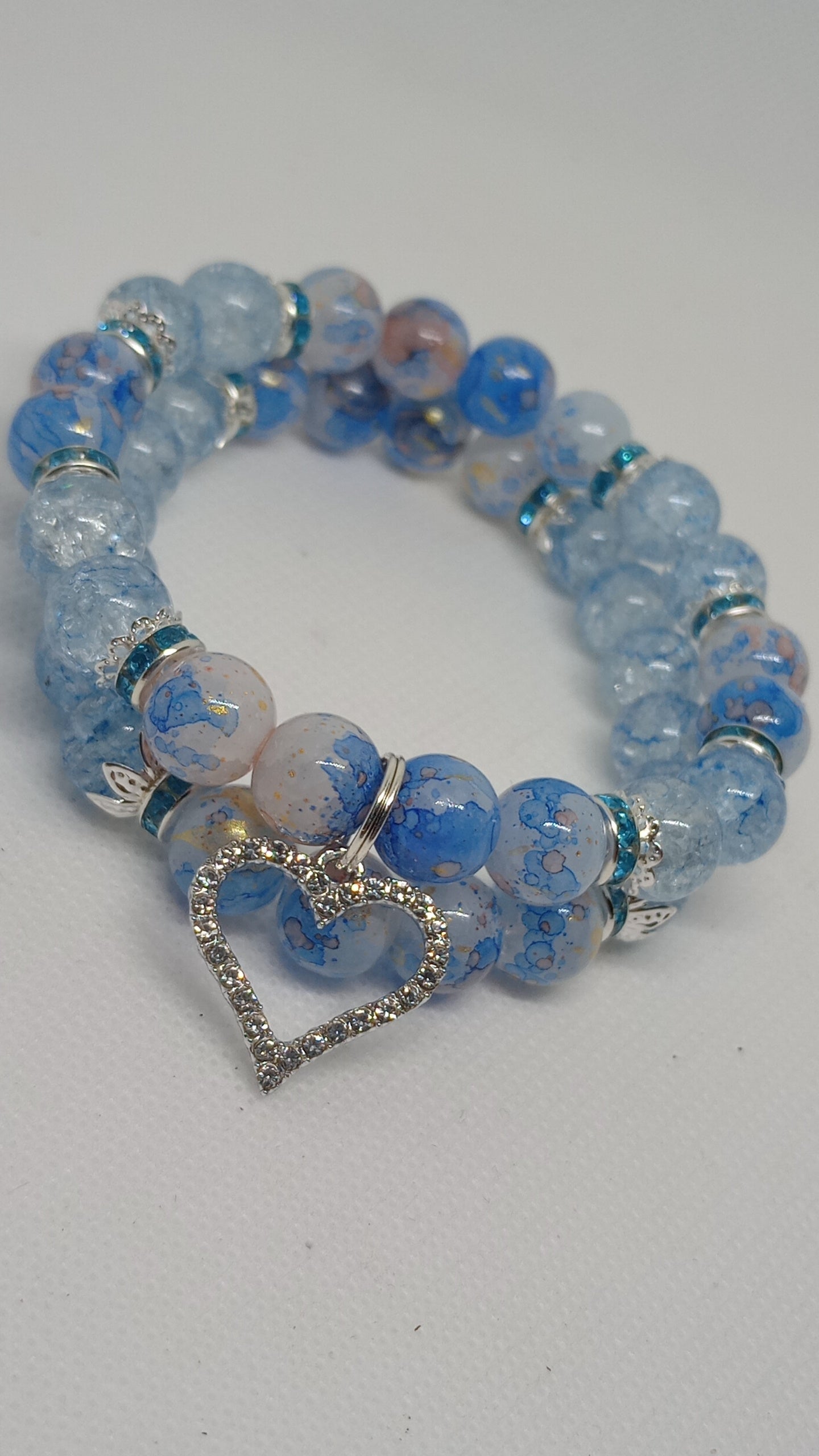 Blue Love Charm Bracelet Set
