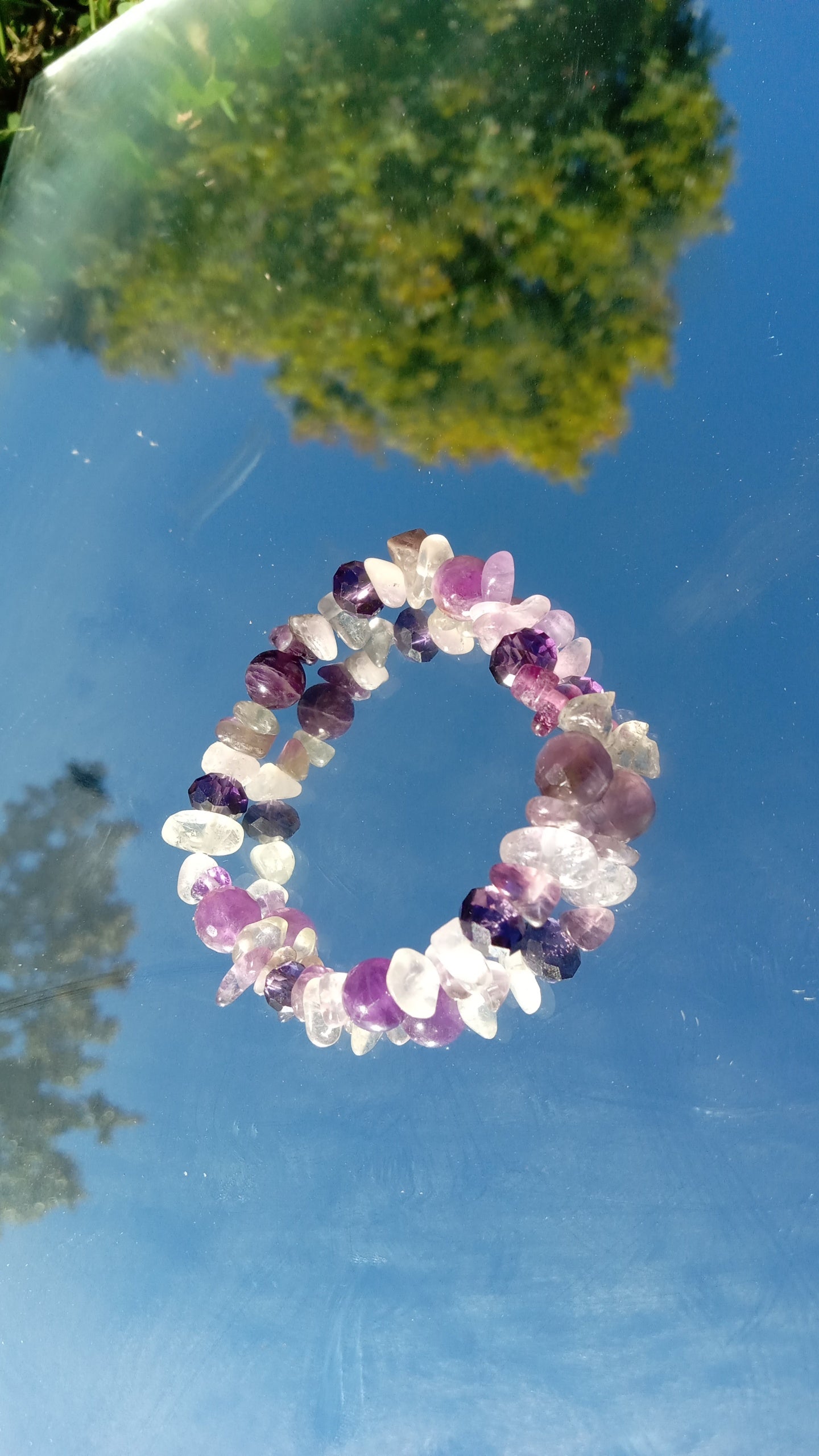 Amethyst / Clear Quartz Crystal Stone Bracelet