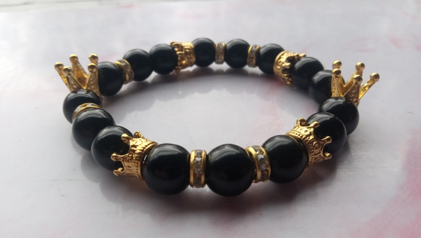 Black & Gold King Men's Bracelet