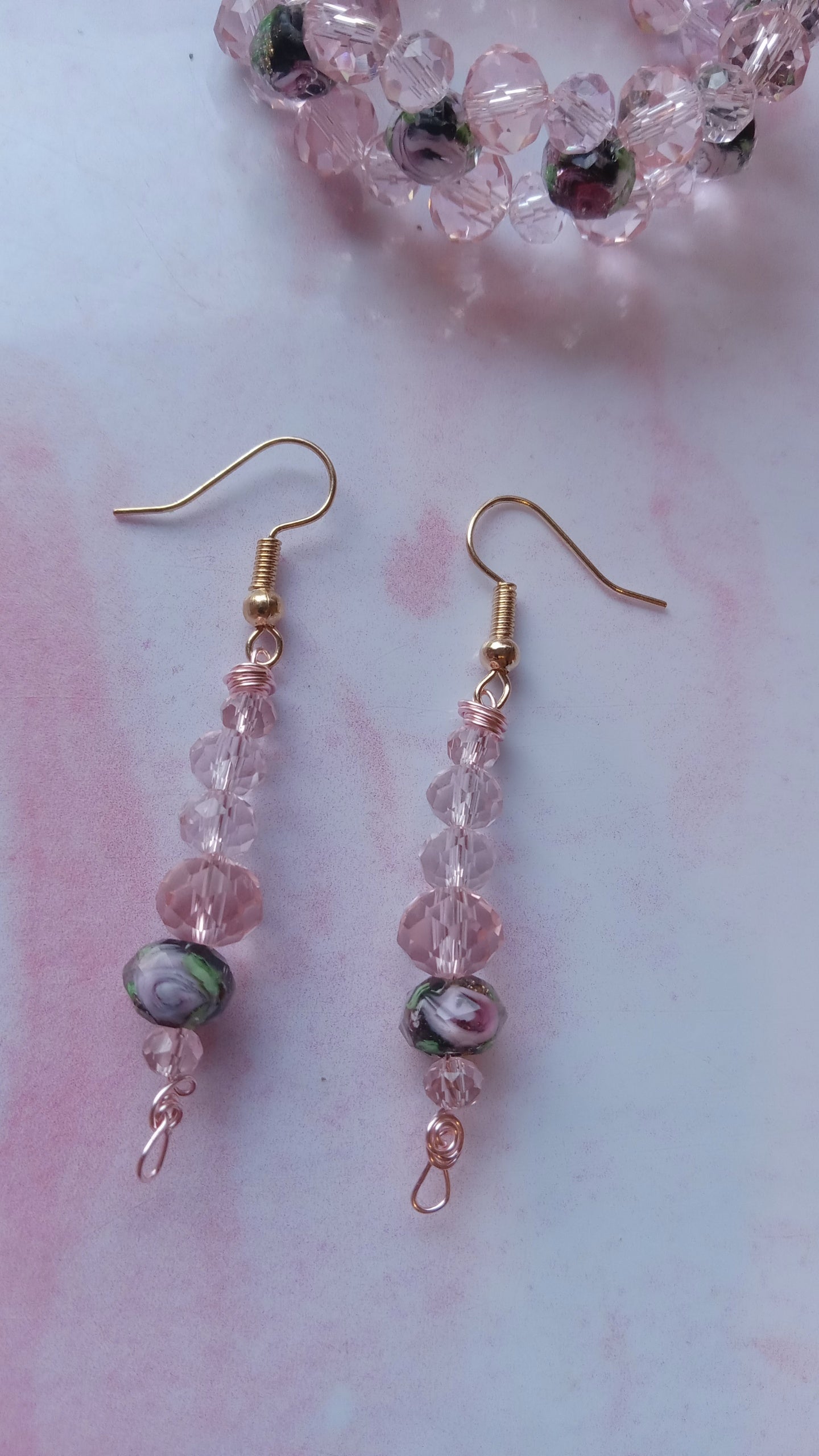 Pink Roses Ear Rings