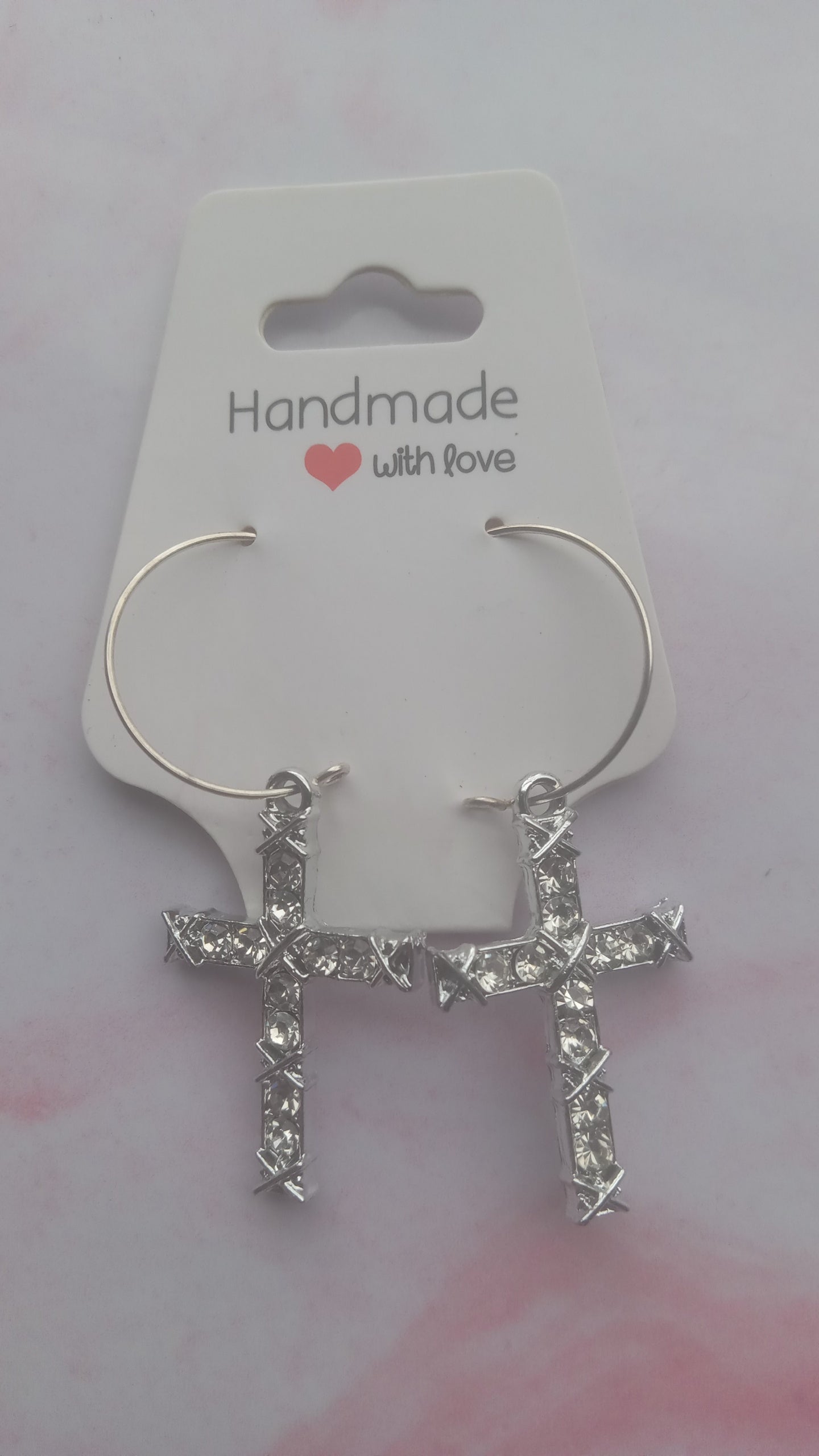 Silver Cross Loop Ear Ring's