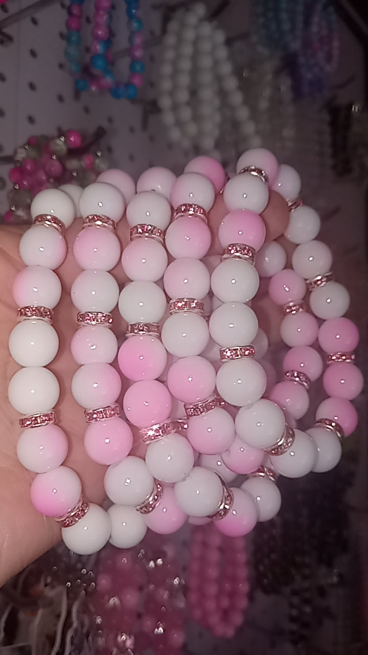 Pink Bubble Gum Bling Beaded Bracelet