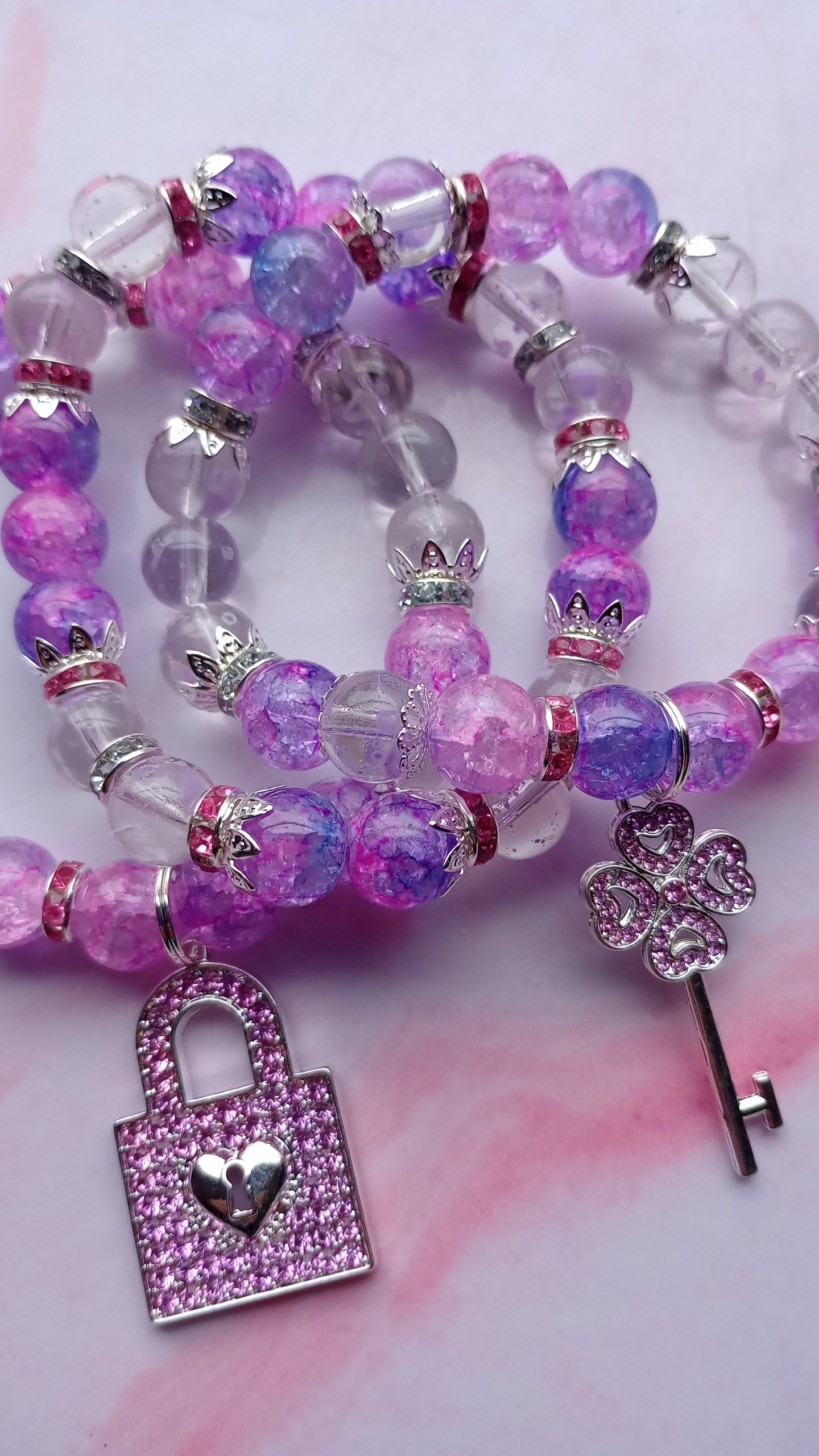 Lock & Key Charm Bracelet Stack