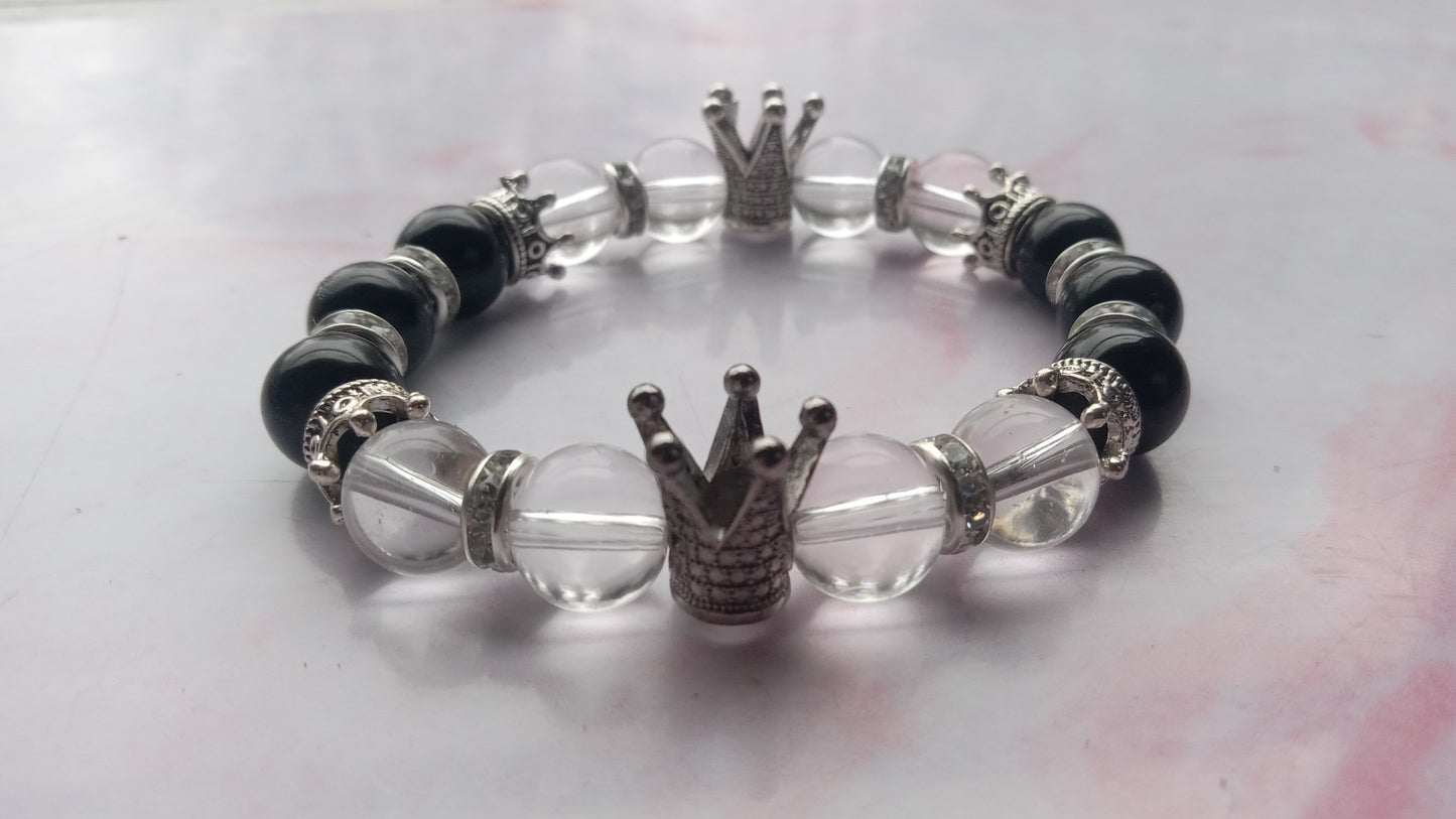 Clear & Black King Men's Bracelet