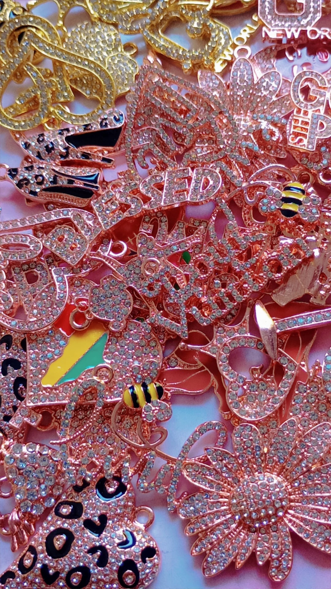 Rose Gold Bling Charms