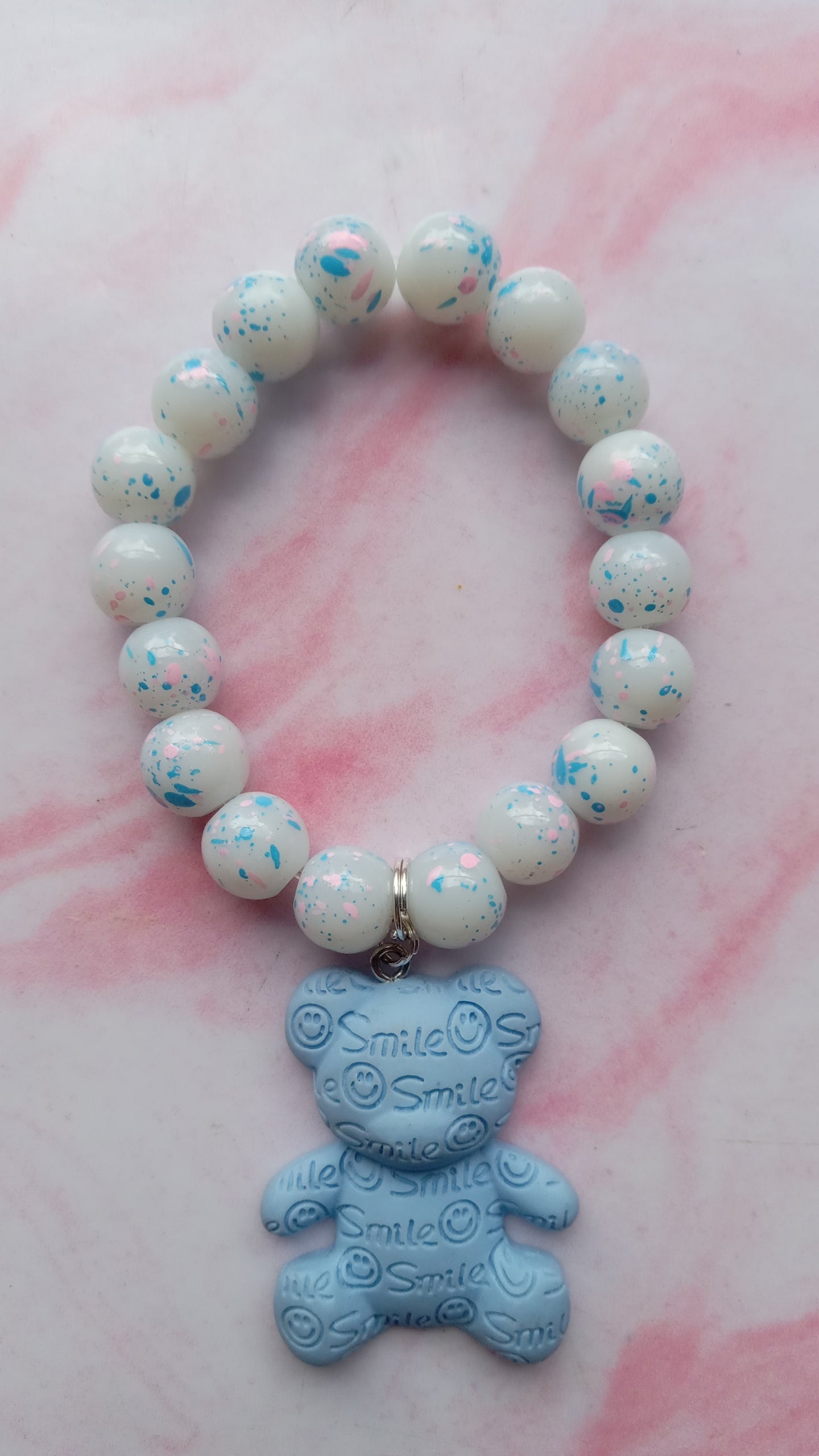 Blue Smile Bear Charm Bracelet