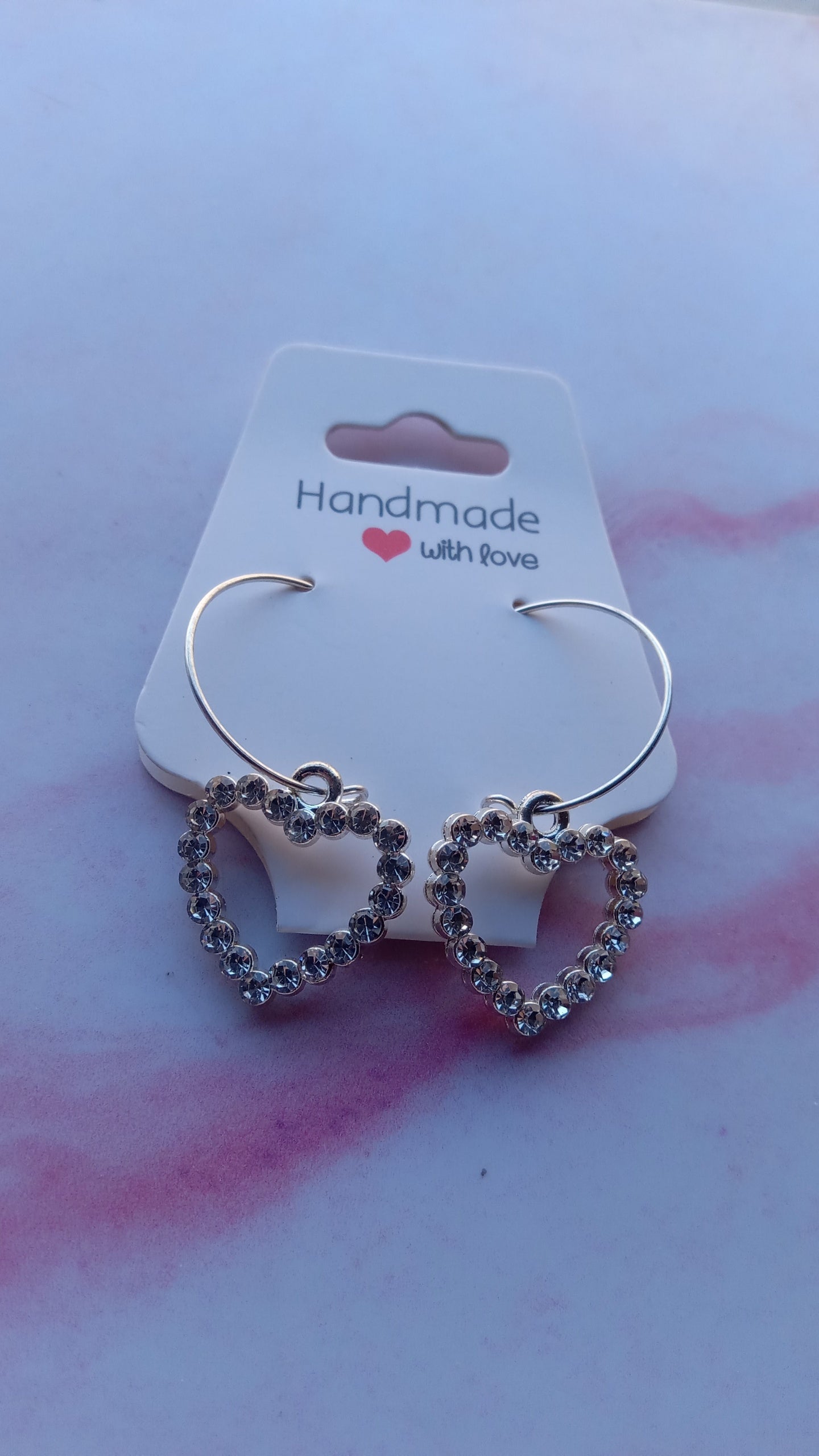 Silver Heart Hoop Ear Rings