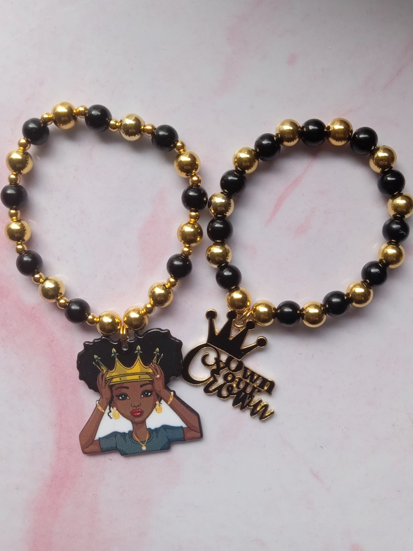 Own Your Crown Beaded Charm Bracelet Set