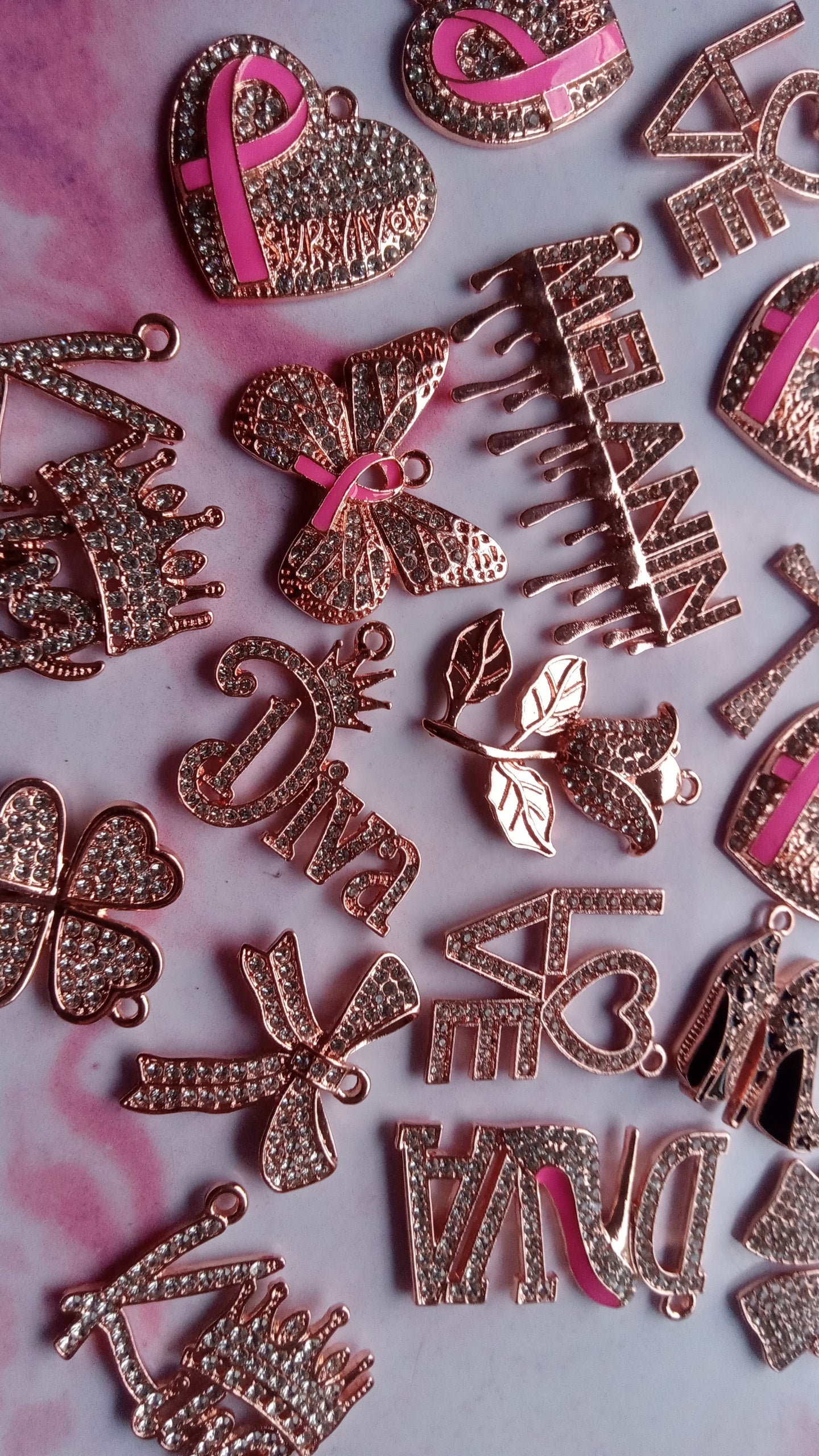 Rose Gold Bling Charms