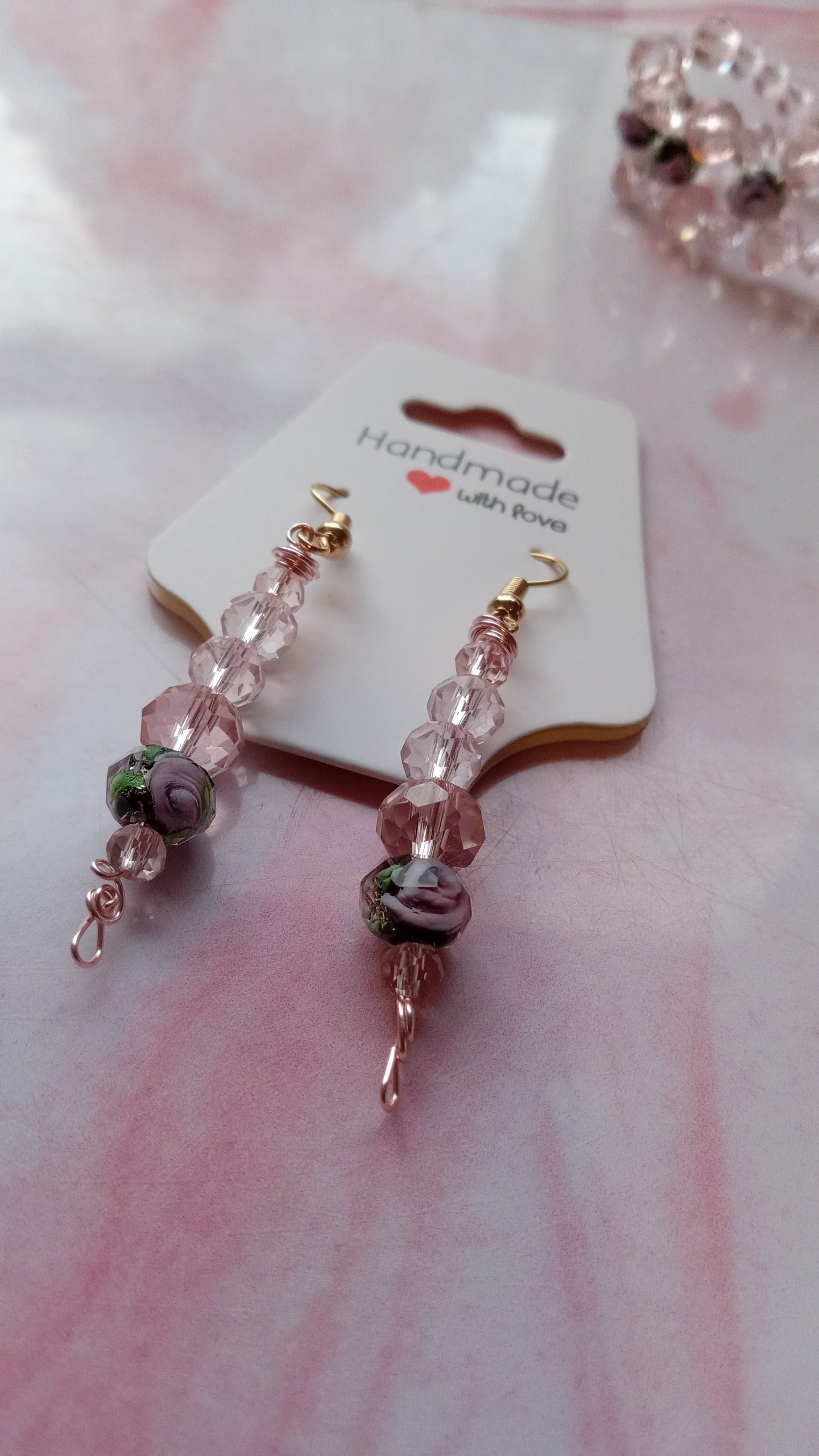 Pink Roses Ear Rings