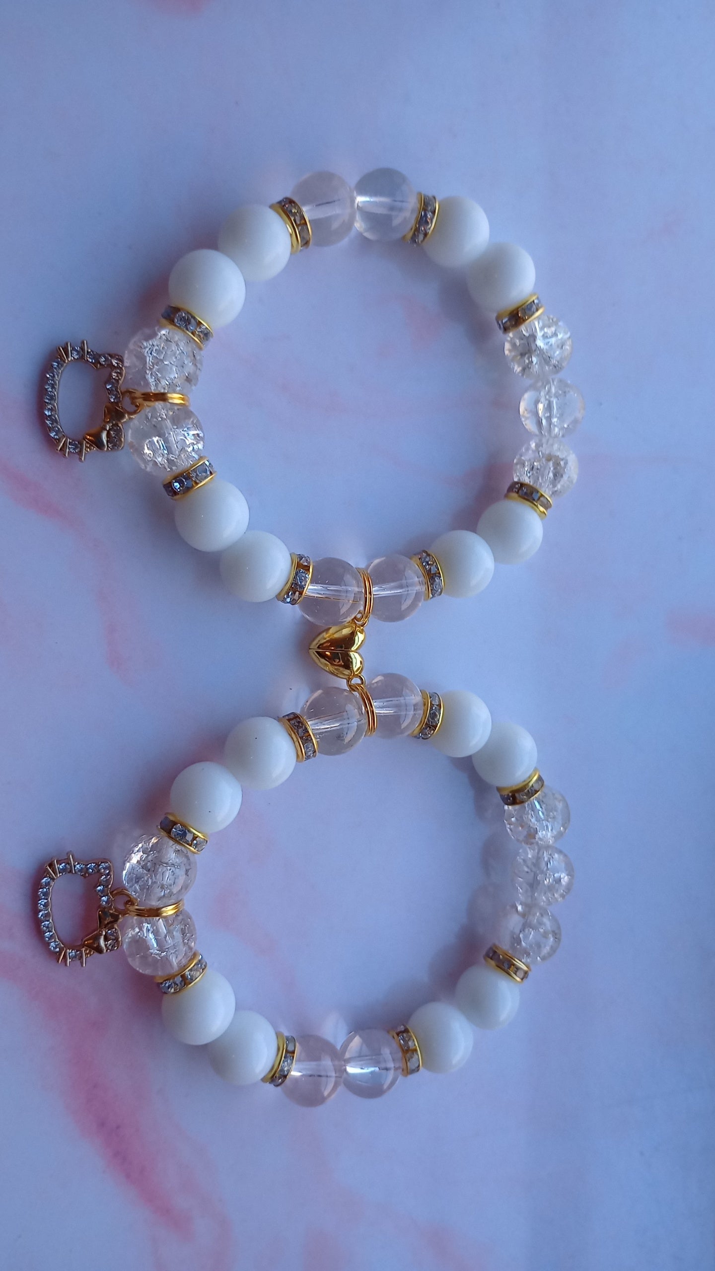 Gold Kitty Charm Bracelet Set