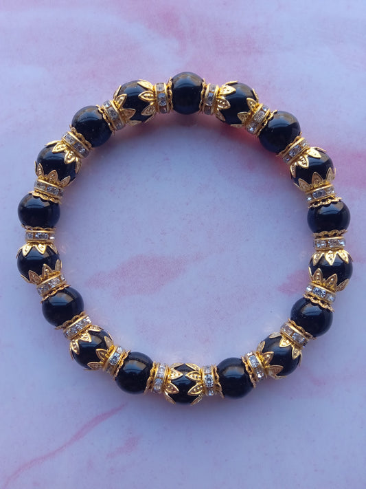 Black & Gold Bling Men's Bracelet