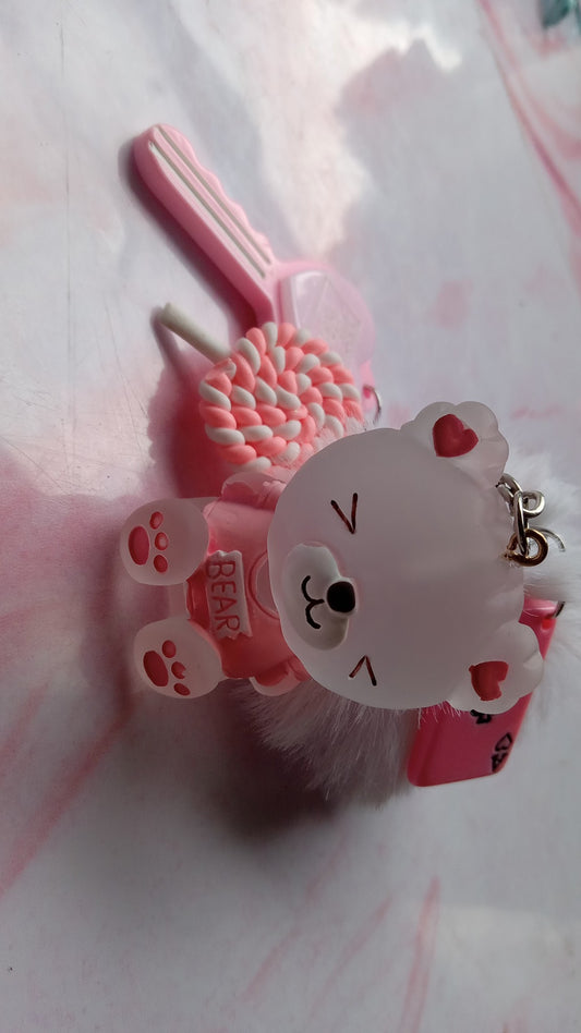 Pretty Girl Pink Bear Key Chain