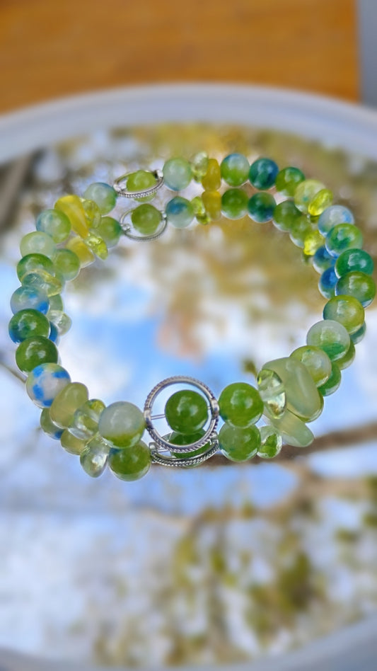 Green Aventurine / Blue Sodalite Crystal Stone Bracelet