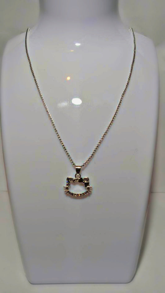 Silver H Kitty Necklace