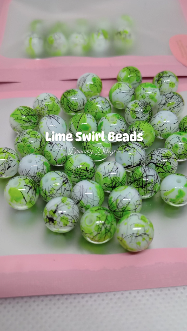 Lime Swirl Bead Bag