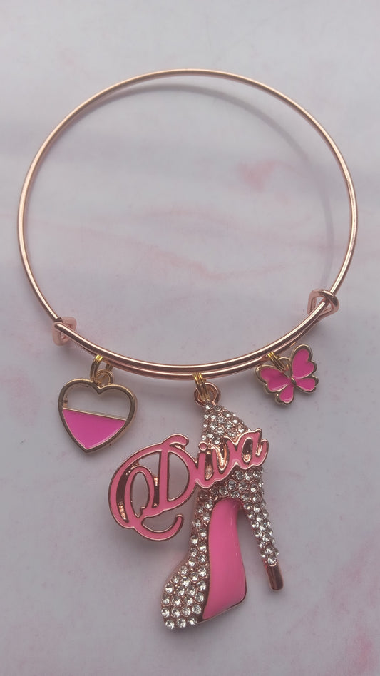 Pink Diva Bling Bangle Bracelet