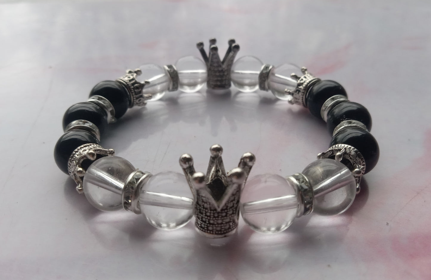 Clear & Black King Men's Bracelet