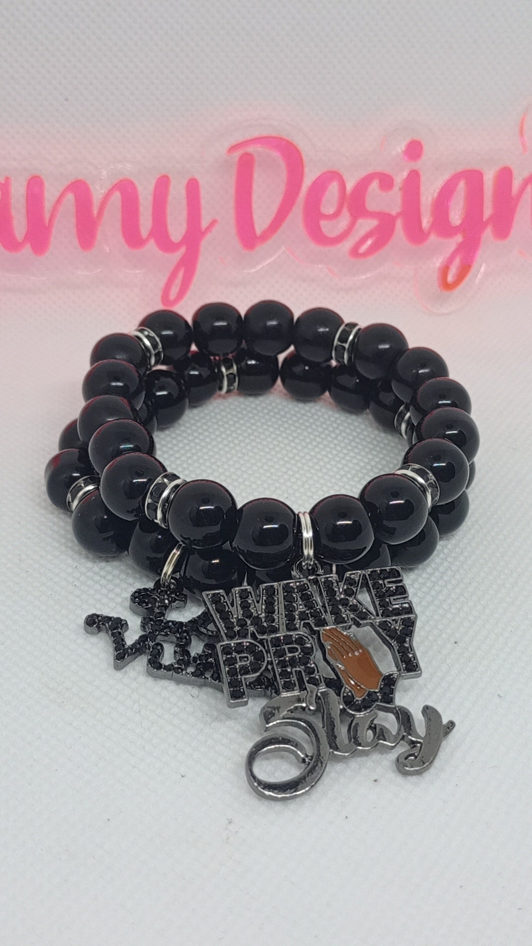 Wake Pray Slay Charm Bracelet Set