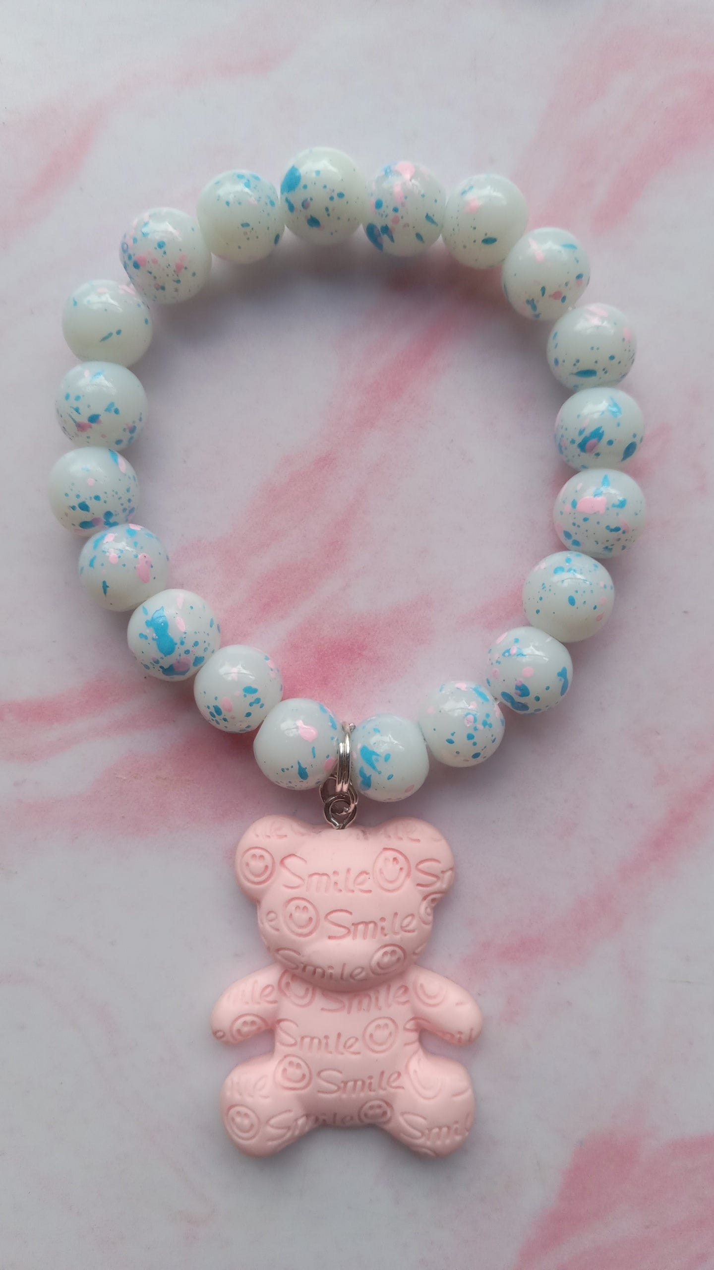 Pink Smile Bear Charm Bracelet