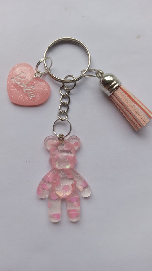 Glitter Pink Bear Key Chain