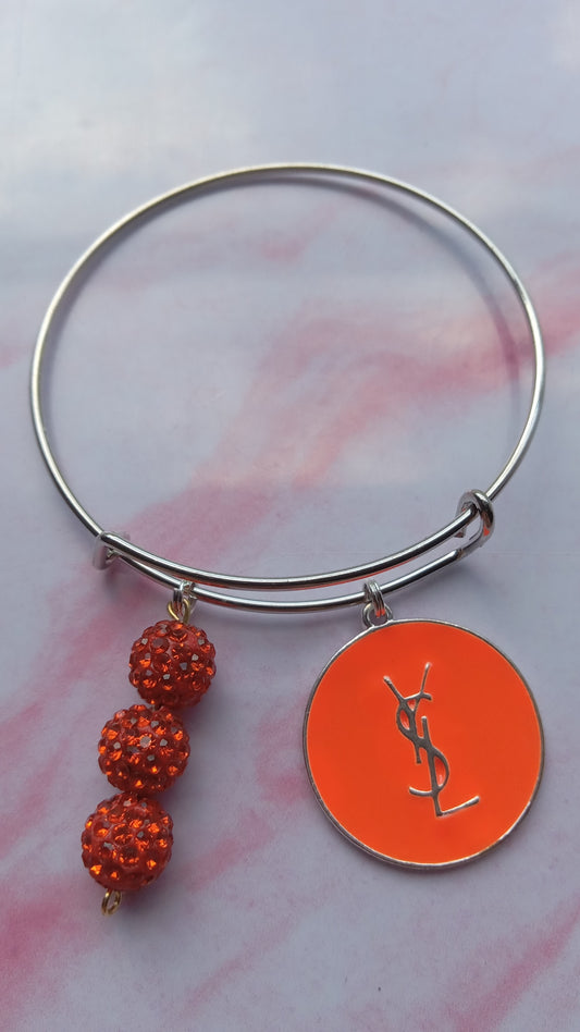 Orange Bling Boujee Bangle Bracelet