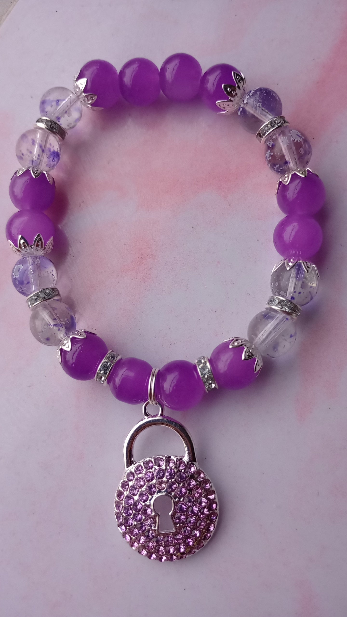 Purple Lock Charm Bracelet
