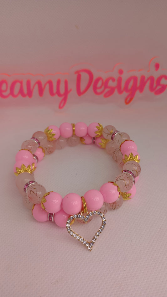 Love Pink Charm Bracelet Set