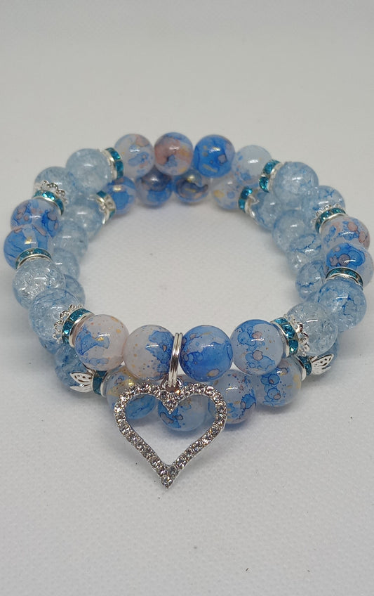 Blue Love Charm Bracelet Set