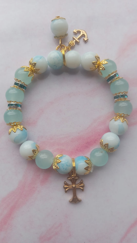 Cross Anchor Charm Bracelet