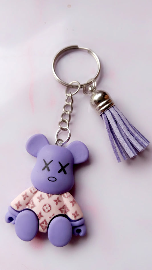 Purple X Bear Key Chain