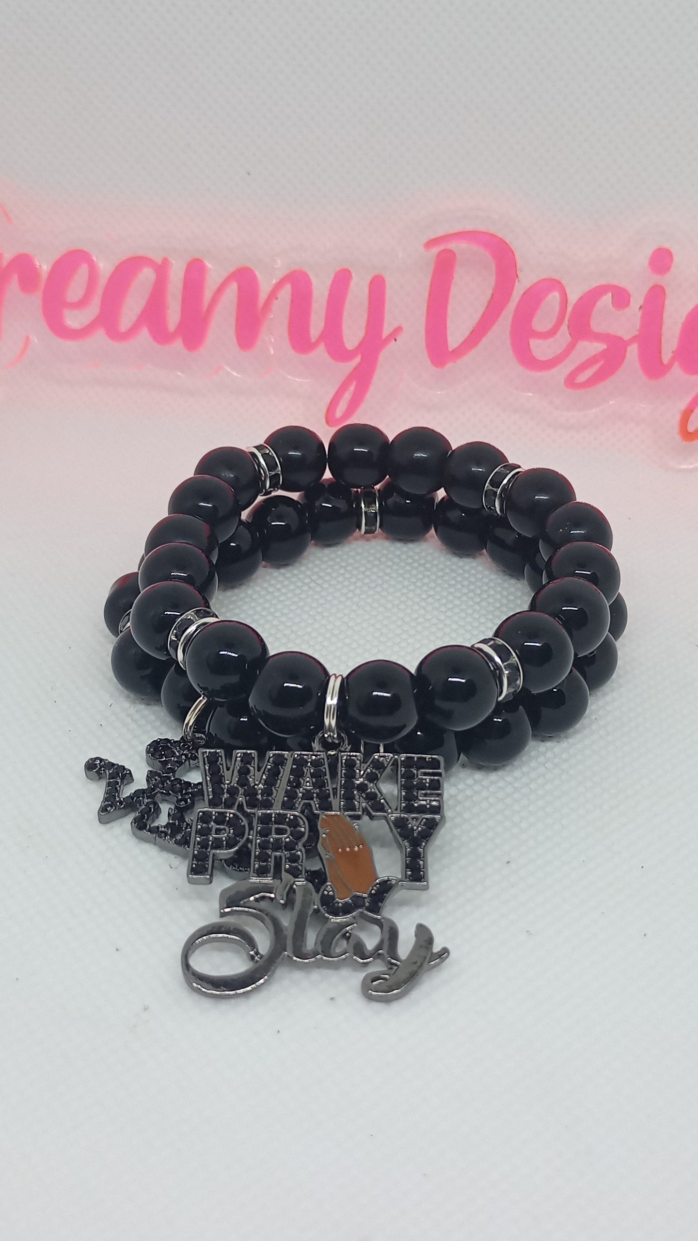 Wake Pray Slay Charm Bracelet Set