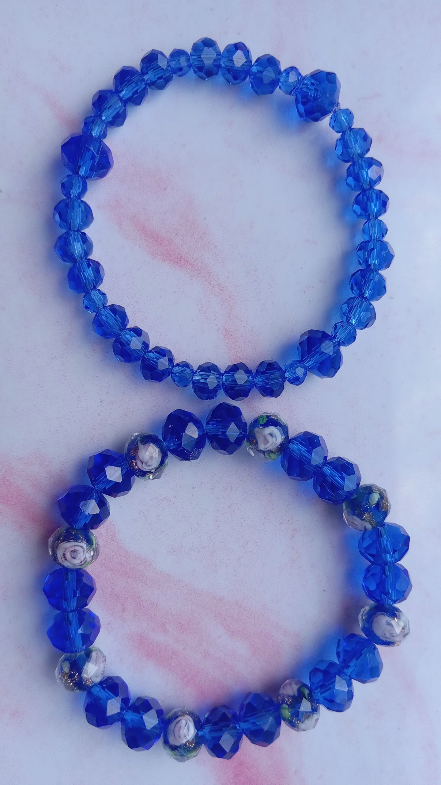 Blue Rose Beaded Bracelet Set