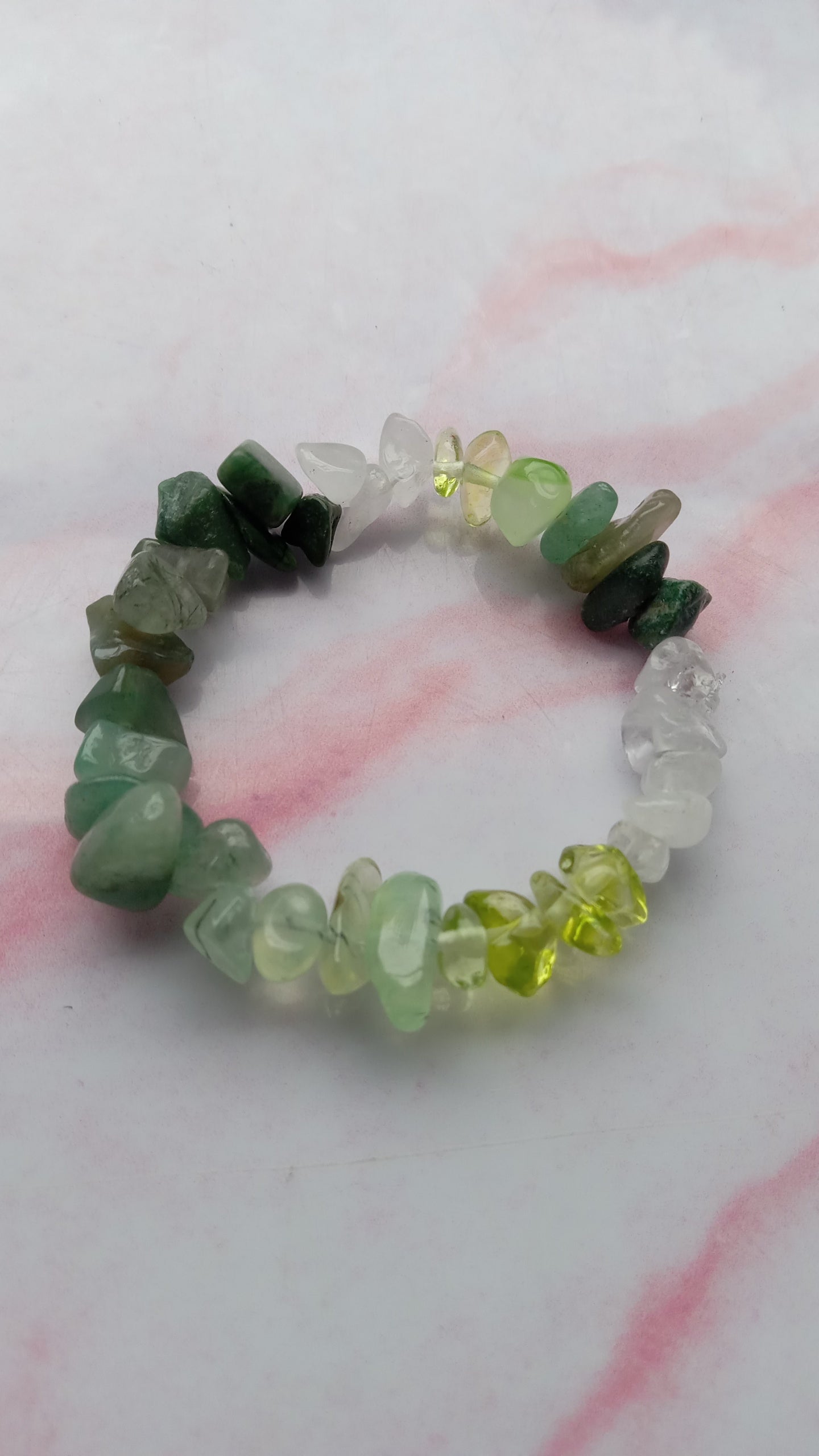 Green Aventurine / Clear Quartz Crystal Stone Bracelet