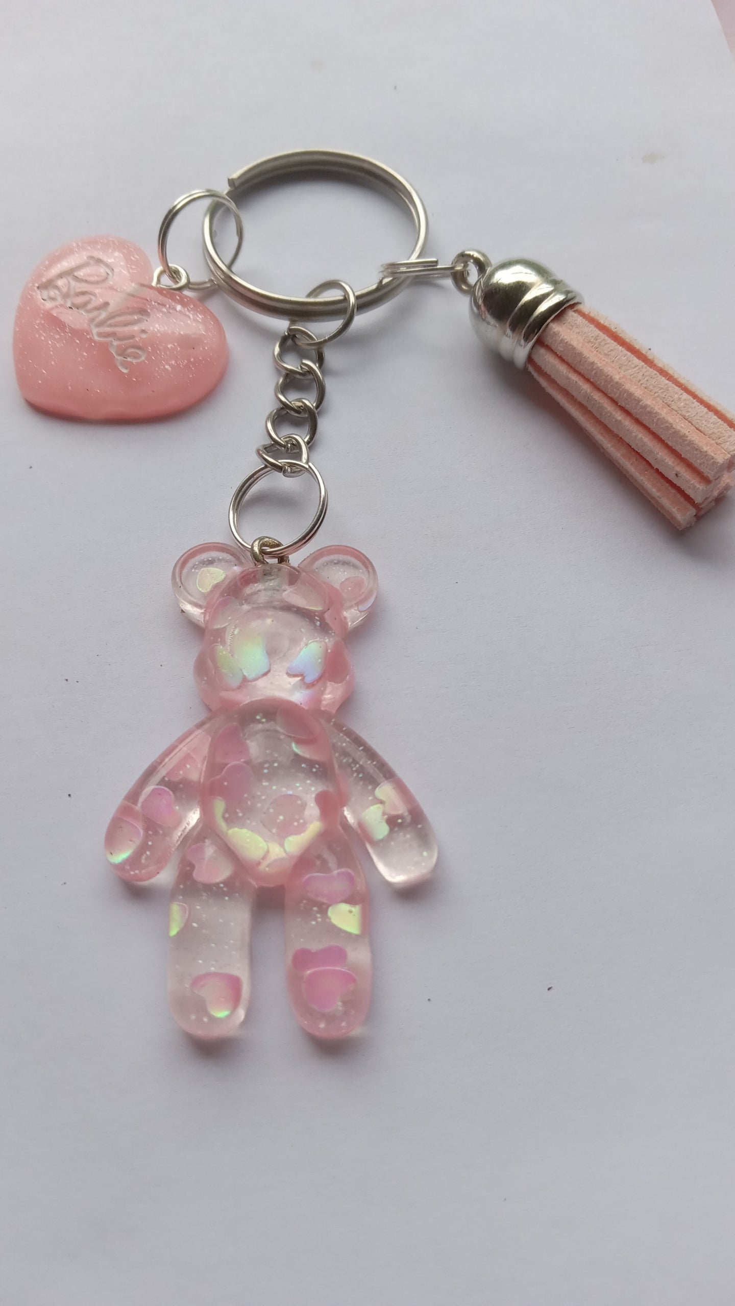 Glitter Pink Bear Key Chain