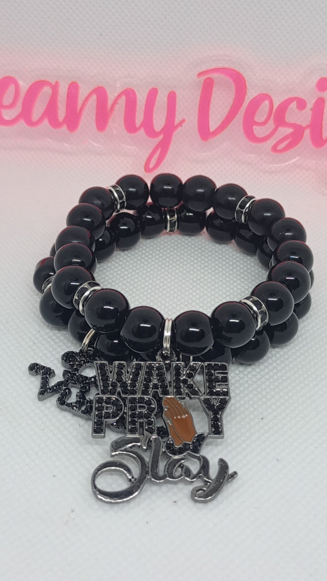 Wake Pray Slay Charm Bracelet Set