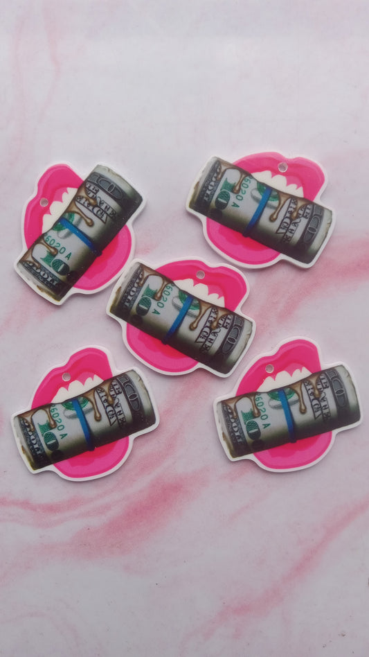 Pink Money Lips Charms (5 pack)