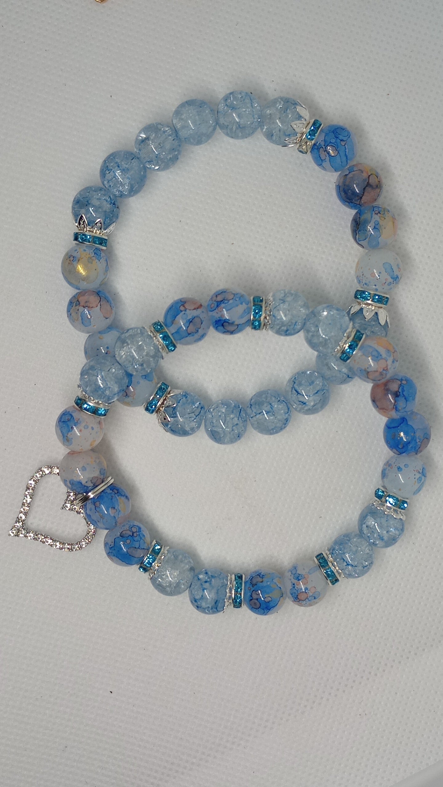 Blue Love Charm Bracelet Set