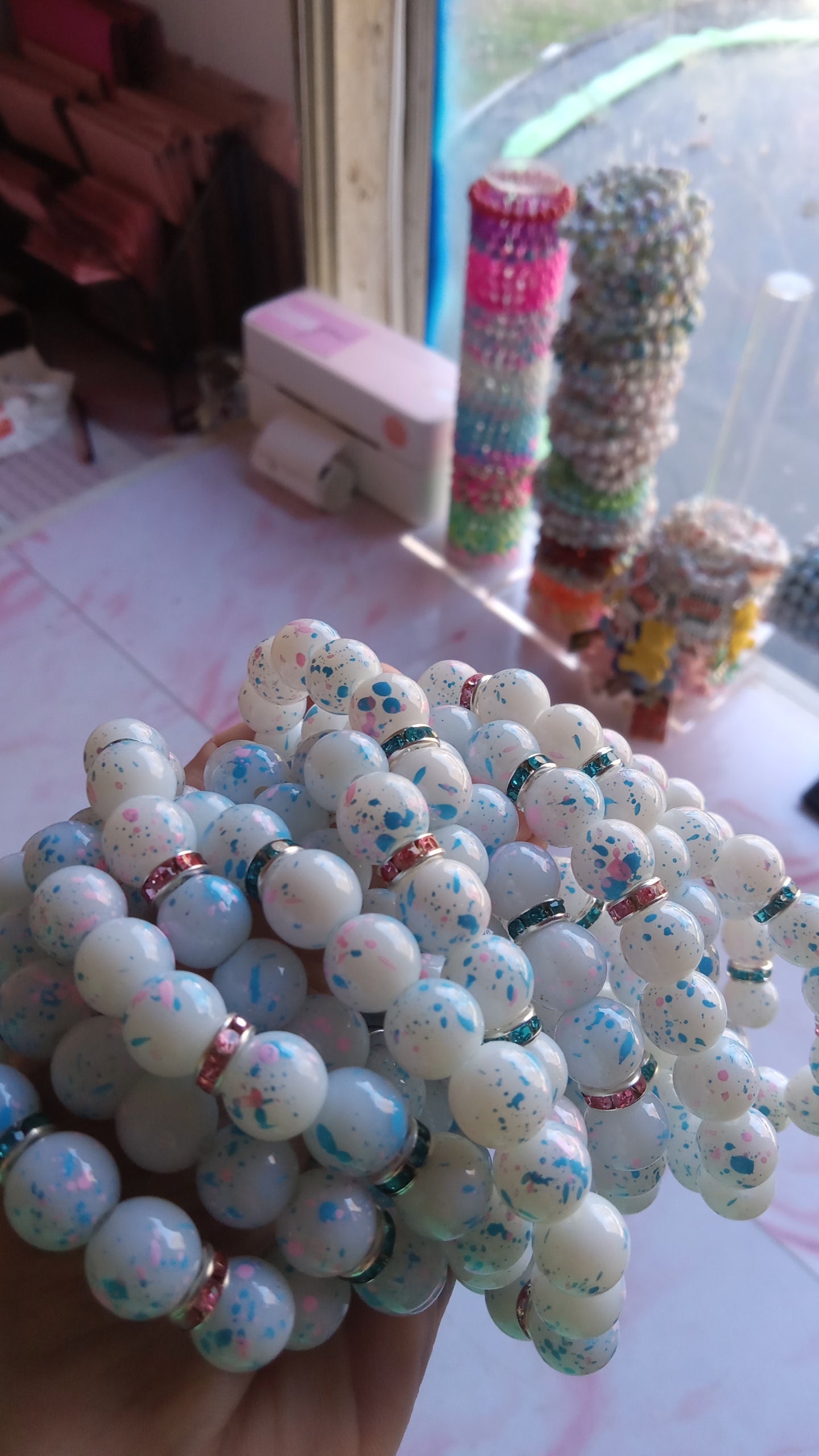 Cotton Candy Drip Beaded Bracelet