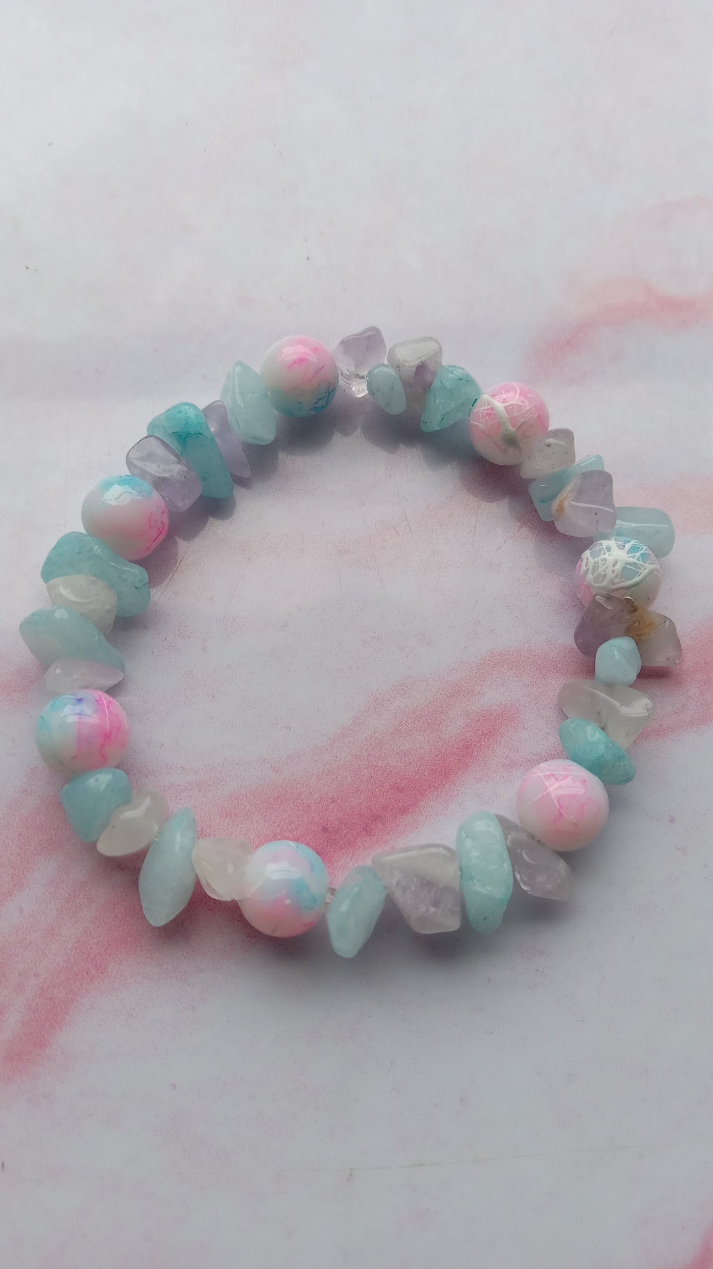 Rose Quartz / Blue Sodalite Crystal Stone Bracelet