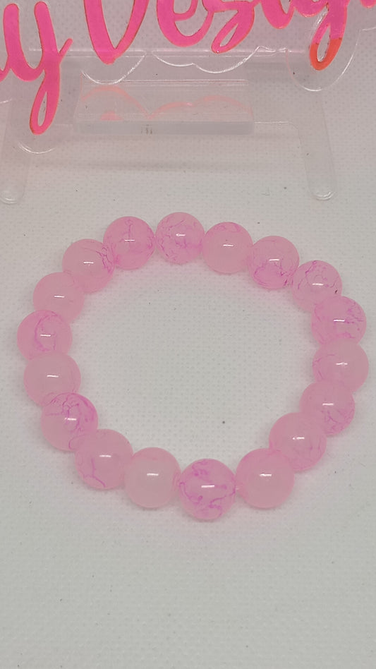 Pink Marble Beaded Bracelet