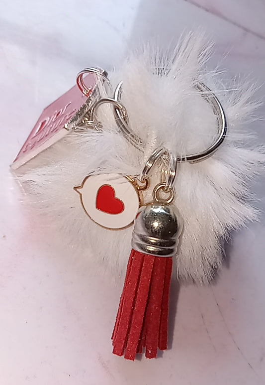 Red Fluff Key Chain