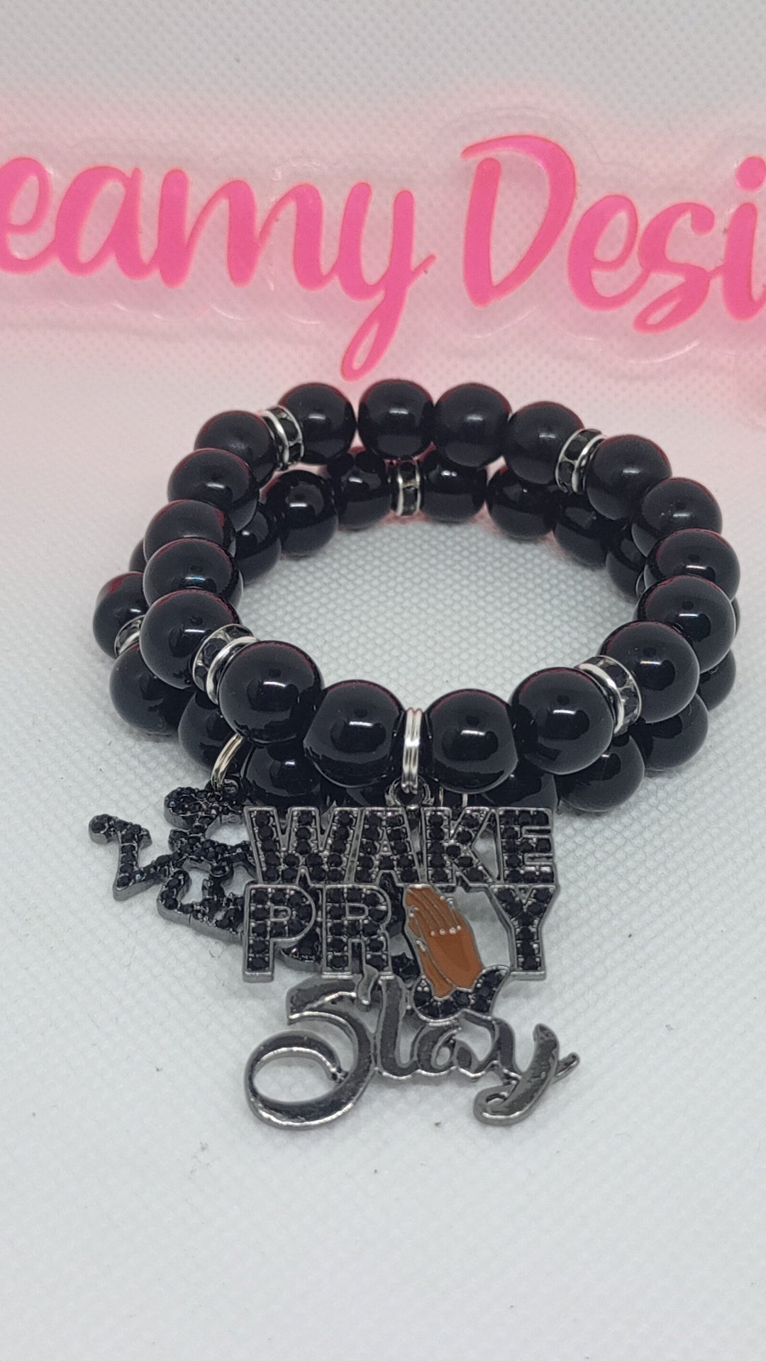 Wake Pray Slay Charm Bracelet Set